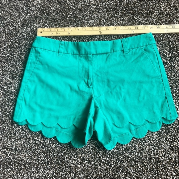 J. Crew High Waist Green Shorts with Scalloped Hem - Picture 1 of 5